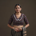 Ajrakh Hand Block Print Natural Dyed Cotton Readymade Blouse with Lace Work 07