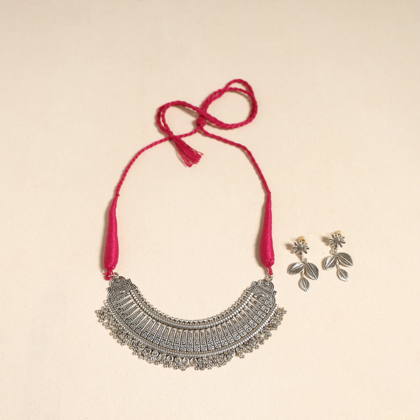 Navratri Special! White German Silver Necklace Set