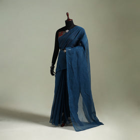 Blue - Nazaakat Kota Doria Cotton Plain Saree with Blouse & Jewellery Set 48