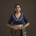 Ajrakh Hand Block Print Natural Dyed Cotton Readymade Blouse with Lace Work 10