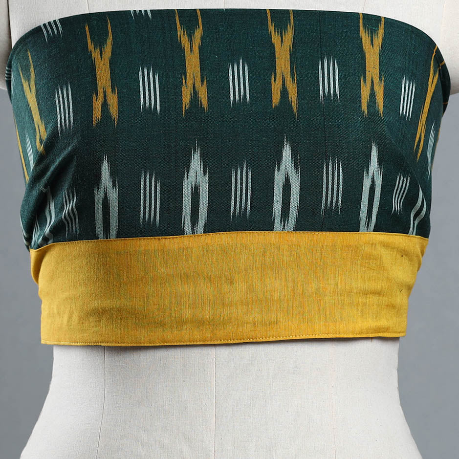 Green - Cotton Pochampally Ikat Blouse Piece 45