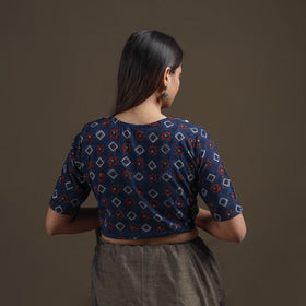 Ajrakh Hand Block Print Natural Dyed Cotton Readymade Blouse with Lace Work 10