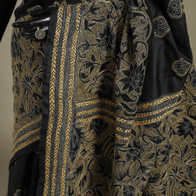 Black - bengal hand embroidery bangalore silk handloom