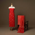 Red - 3pc cotton kutch batik dress material 02 - handcrafted