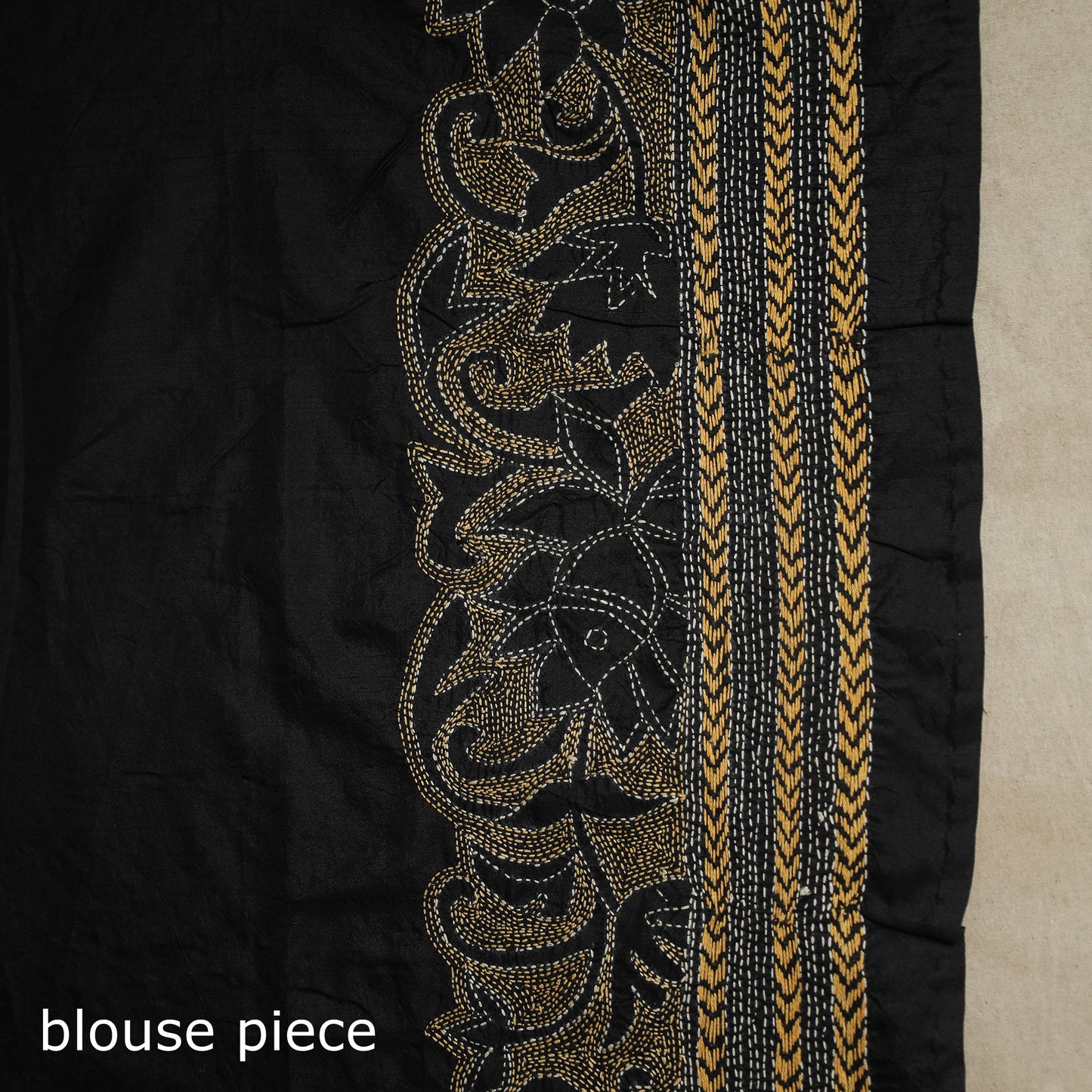 Black - bengal hand embroidery bangalore silk handloom