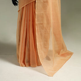 Peach - Nazaakat Kota Doria Cotton Plain Saree with Blouse & Jewellery Set 49