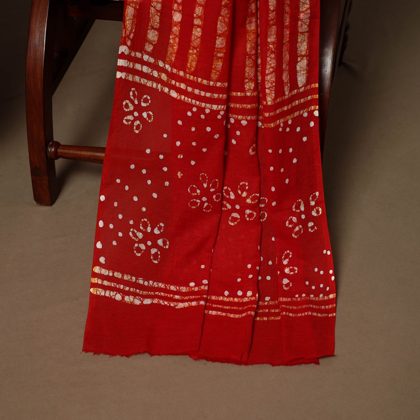 Red - 3pc cotton kutch batik dress material 02 - handcrafted