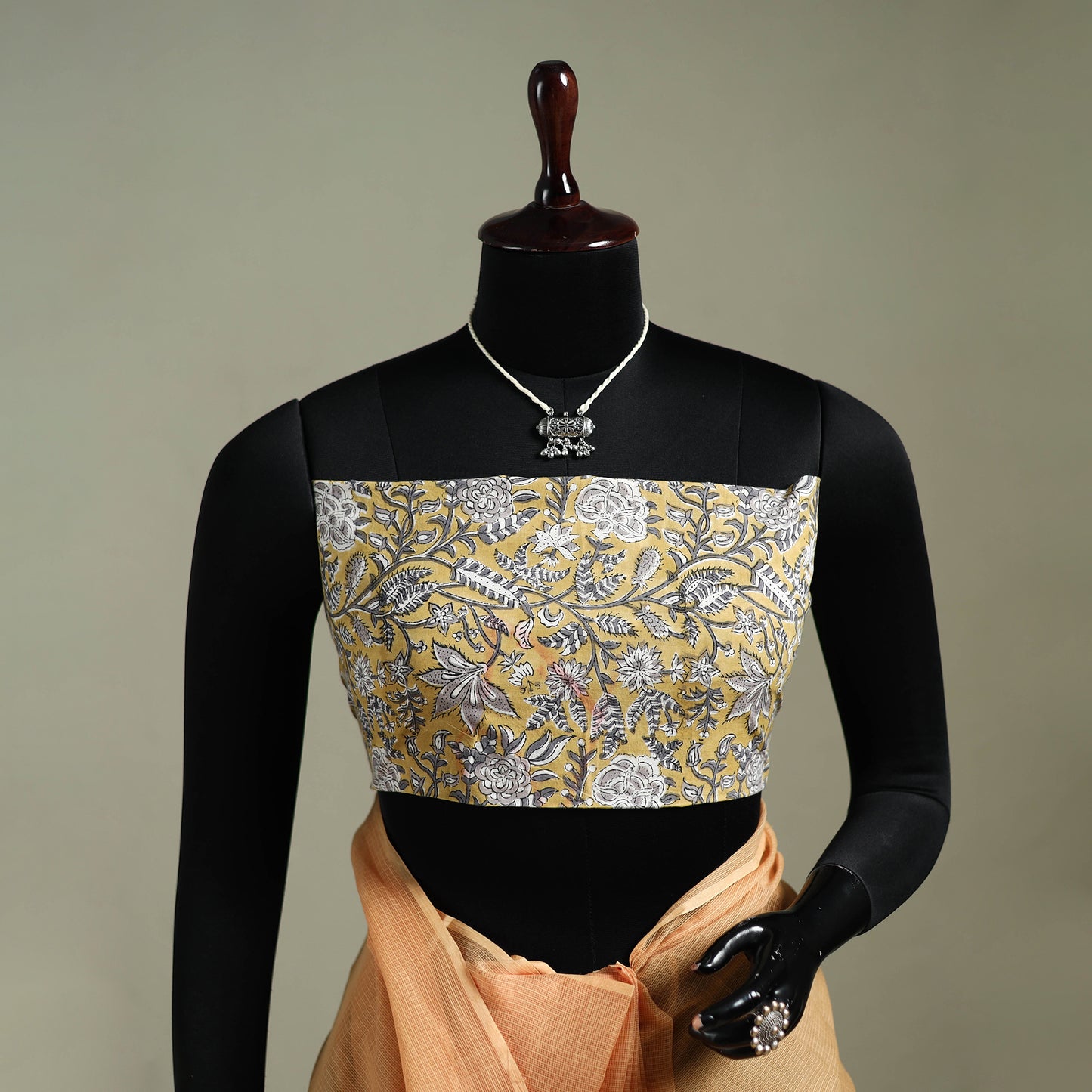 Peach - Nazaakat Kota Doria Cotton Plain Saree with Blouse & Jewellery Set 49