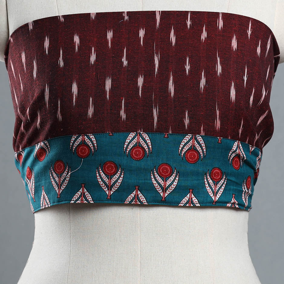 Maroon - Cotton Pochampally Ikat Blouse Piece 52