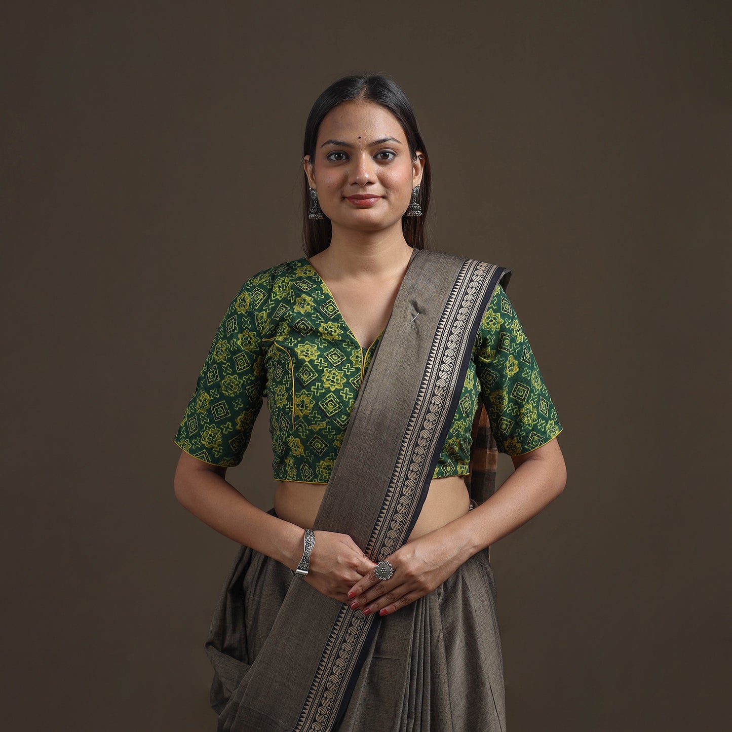 Ajrakh Hand Block Print Natural Dyed Cotton Readymade Blouse 13