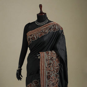 Black - bengal hand embroidery bangalore silk handloom