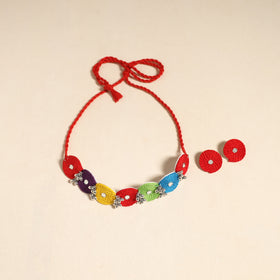 Navratri Special! Multicolor Thread Ghungroo & Mirror Work Necklace Set