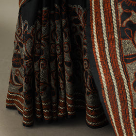 Black - bengal hand embroidery bangalore silk handloom