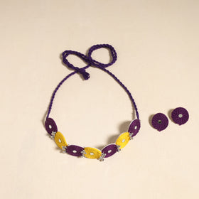 Navratri Special! Purple Thread Ghungroo & Mirror Work Necklace Set