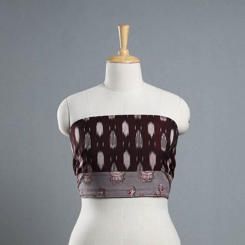 Brown - Cotton Pochampally Ikat Blouse Piece 54