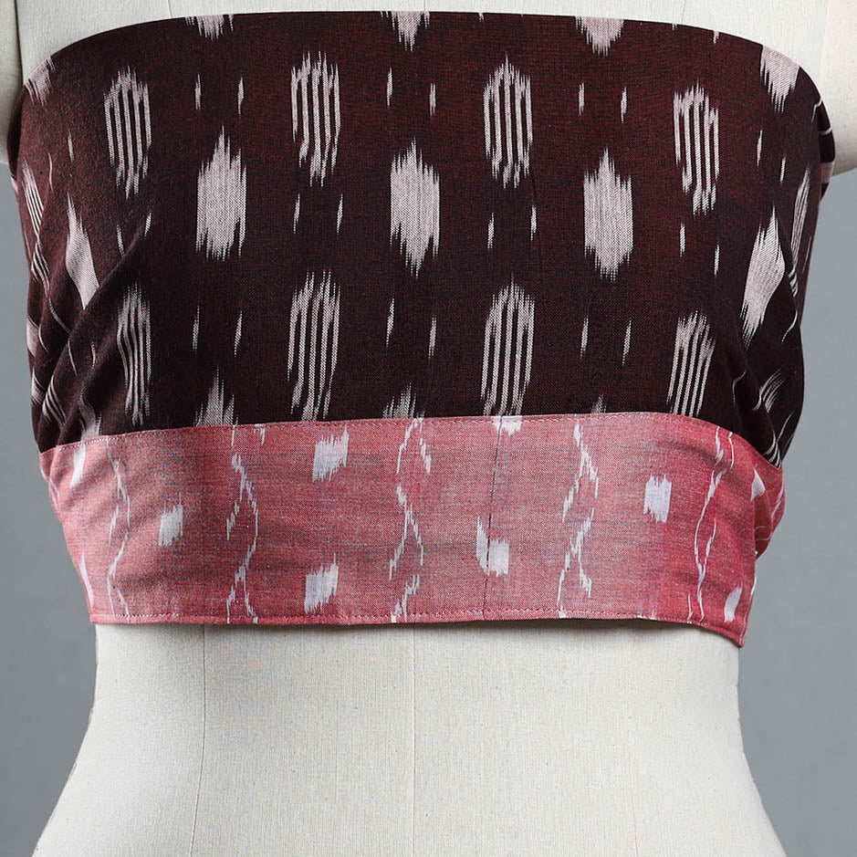 Brown - Cotton Pochampally Ikat Blouse Piece 55