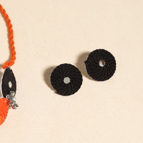 Navratri Special! Orange Thread Ghungroo & Mirror Work Necklace Set