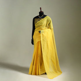Yellow - Nazaakat Kota Doria Cotton Plain Saree with Blouse & Jewellery Set 50