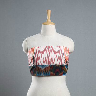 White - Cotton Pochampally Ikat Blouse Piece 56