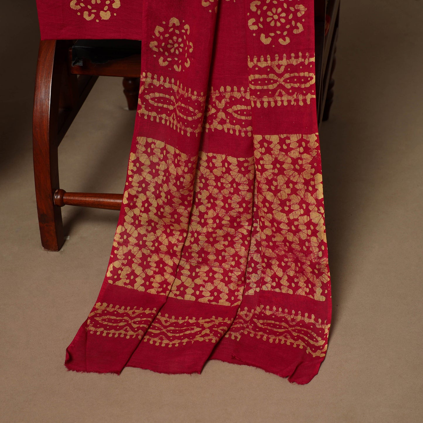 Red - 3pc cotton kutch batik dress material 03 - handcrafted