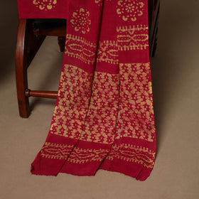 Red - 3pc cotton kutch batik dress material 03 - handcrafted