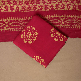 Red - 3pc cotton kutch batik dress material 03 - handcrafted