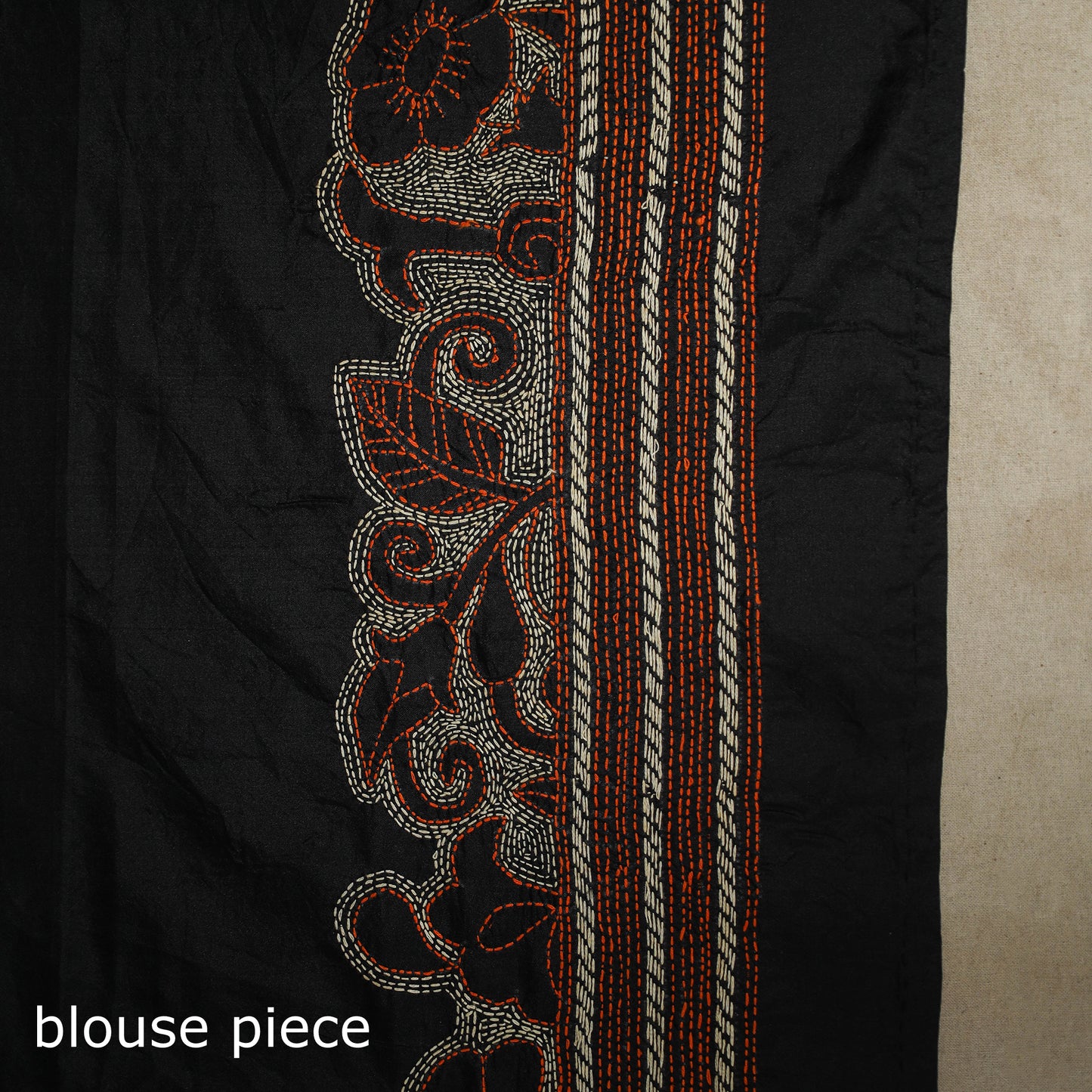 Black - bengal hand embroidery bangalore silk handloom