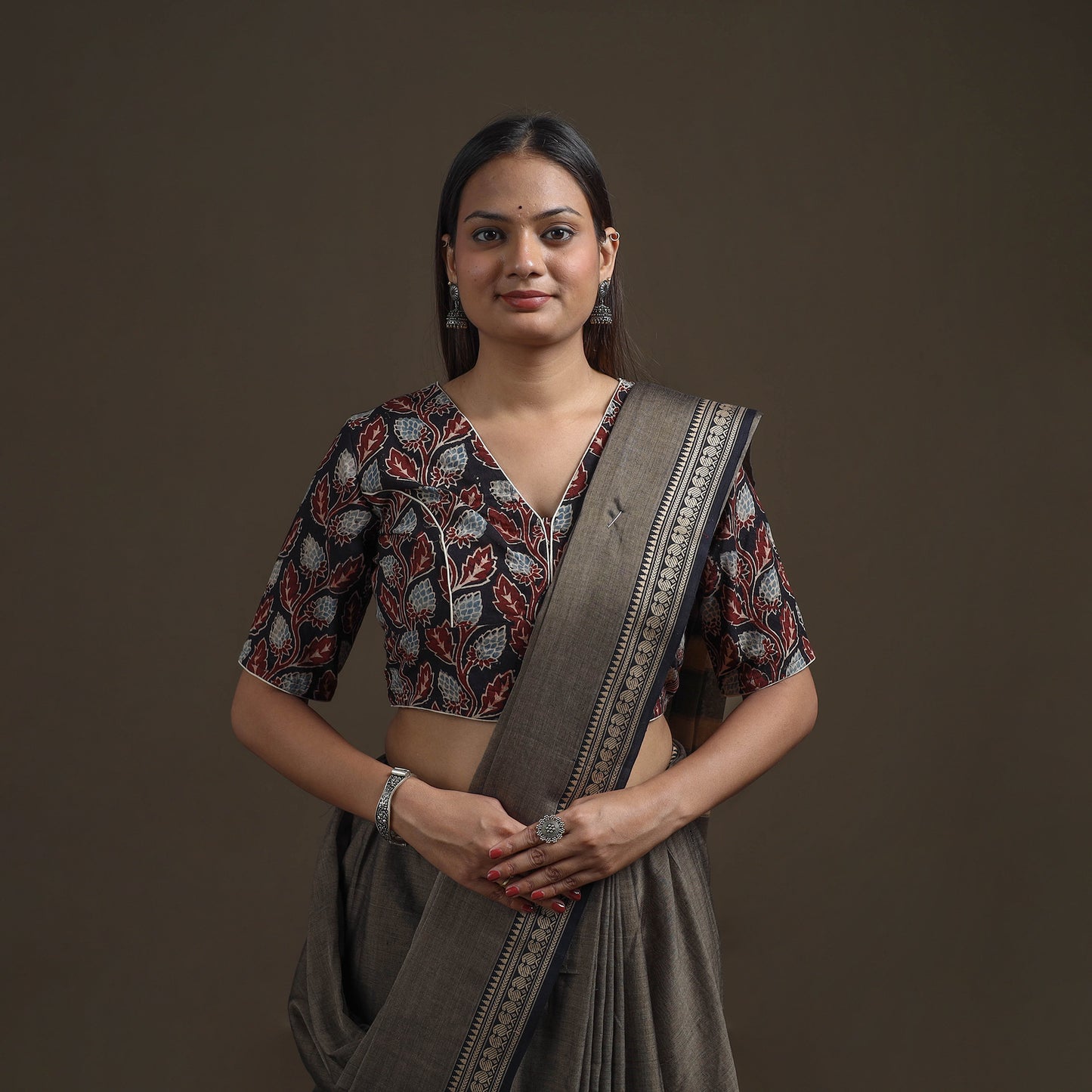 Ajrakh Hand Block Print Natural Dyed Cotton Readymade Blouse 12