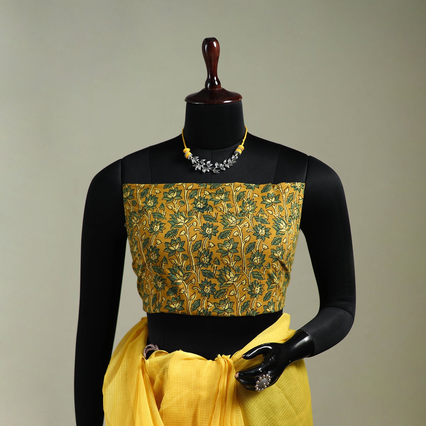 Yellow - Nazaakat Kota Doria Cotton Plain Saree with Blouse & Jewellery Set 50