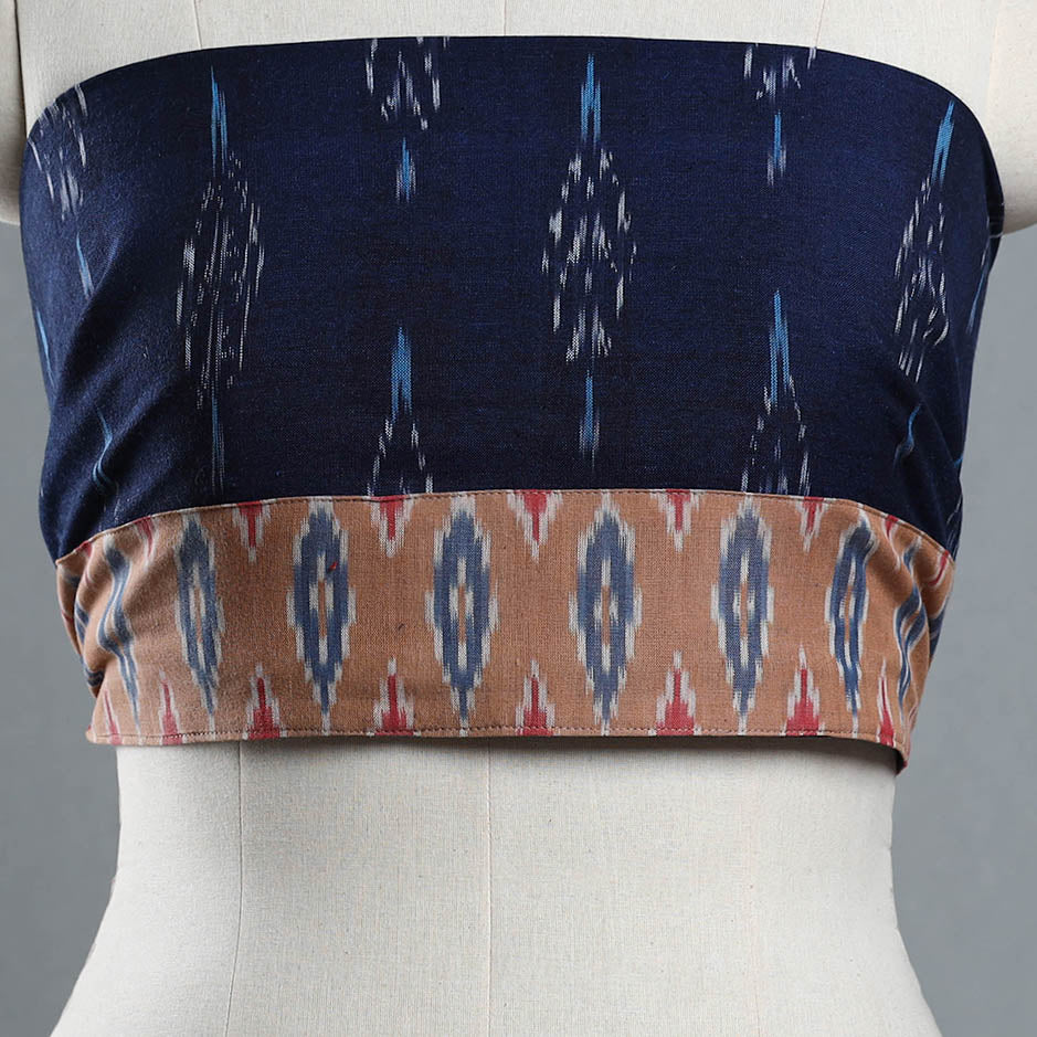 Blue - Cotton Pochampally Ikat Blouse Piece 60