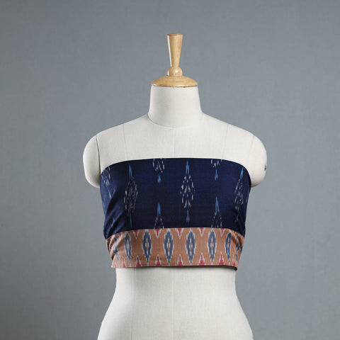 Blue - Cotton Pochampally Ikat Blouse Piece 60