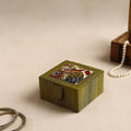 Green Kalamkari Handpainted Ghicha Silk Bangle Box (Small)