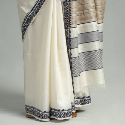 White - Vidarbha Pure Tussar Silk Handloom Saree 38