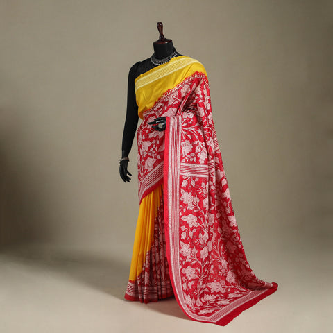 Red - bengal hand embroidery bangalore silk handloom kantha