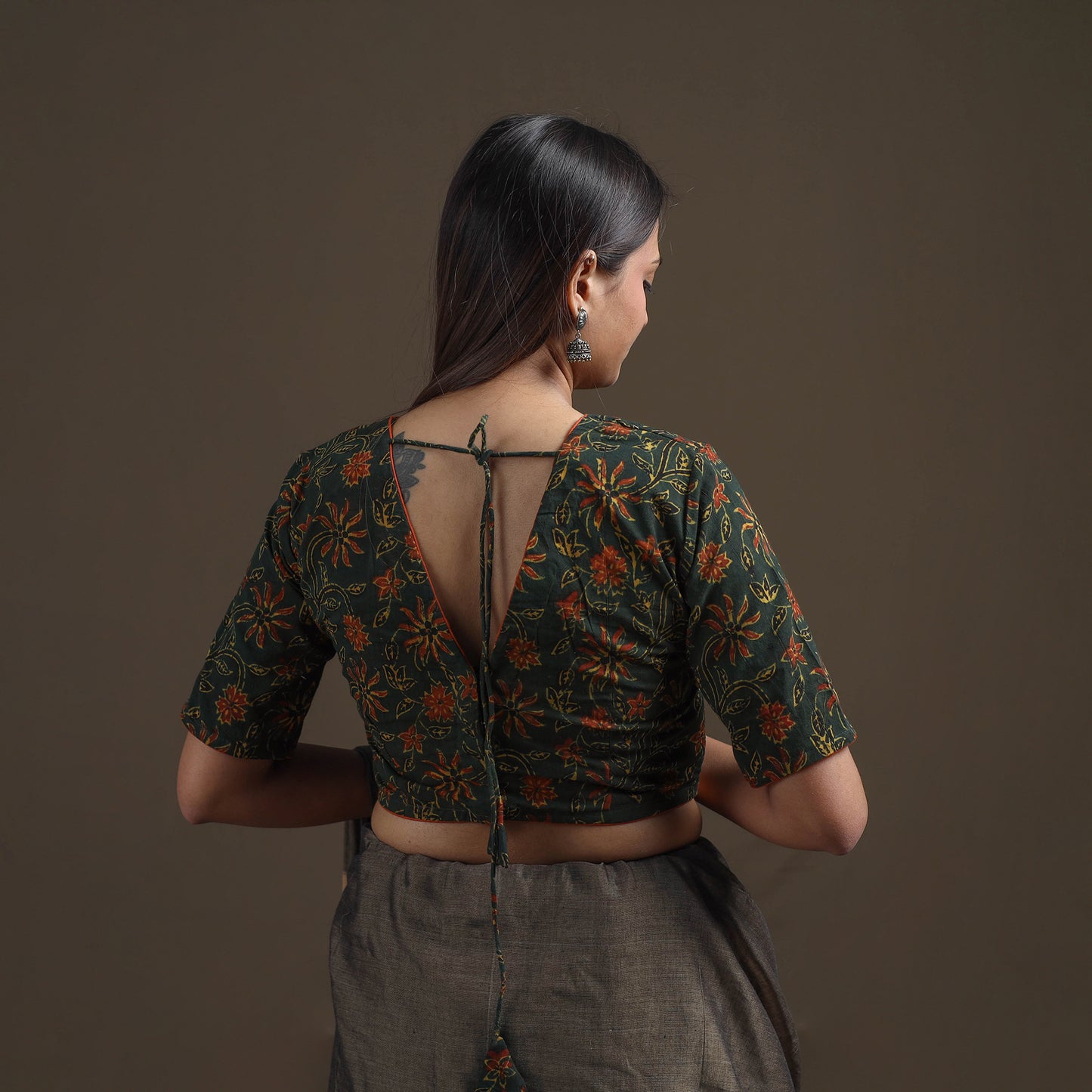 Ajrakh Hand Block Print Natural Dyed Cotton Readymade Blouse 11