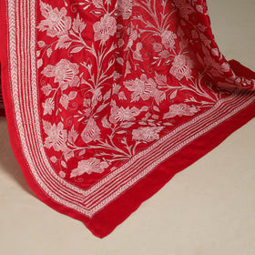 Red - bengal hand embroidery bangalore silk handloom kantha