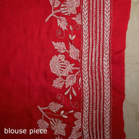 Red - bengal hand embroidery bangalore silk handloom kantha