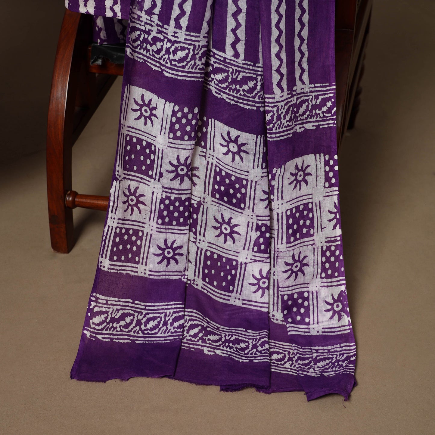 Purple - 3pc cotton kutch batik dress material 05