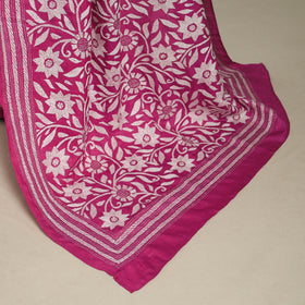 Pink - bengal hand embroidery tussar silk handloom kantha