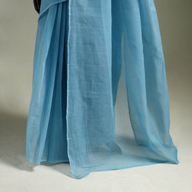 Blue - Nazaakat Kota Doria Cotton Plain Saree with Blouse & Jewellery Set 53