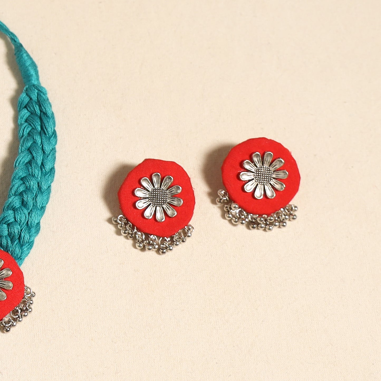 Navratri Special! Blue Fabart German Silver Necklace Set