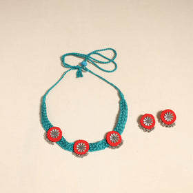 Navratri Special! Blue Fabart German Silver Necklace Set