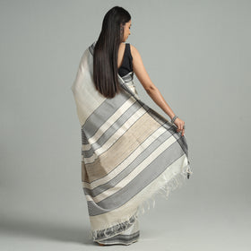 White - traditional vidarbha tussar silk handloom saree