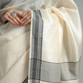 White - traditional vidarbha tussar silk handloom saree