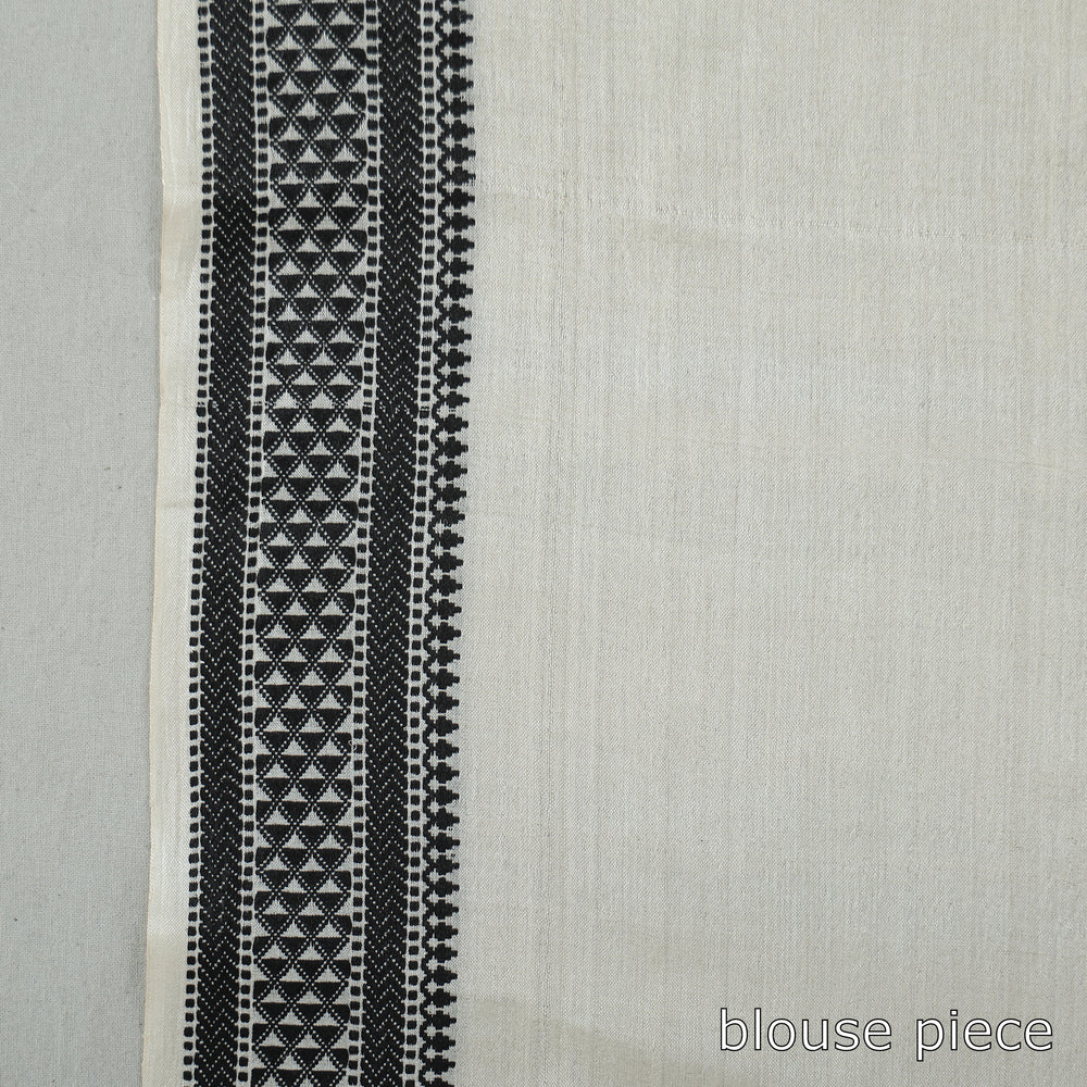 White - Traditional Vidarbha Tussar Silk Handloom Saree with Woven Border 42