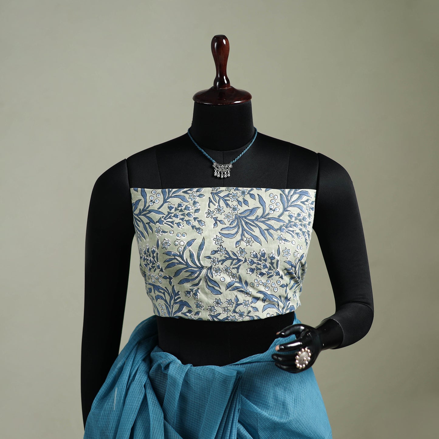 Blue - Nazaakat Kota Doria Cotton Plain Saree with Blouse & Jewellery Set 55