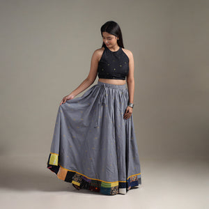 Grey - Jacquard 24 Kali Patchwork Cotton Long Skirt 22