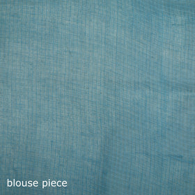 Blue - Nazaakat Kota Doria Cotton Plain Saree with Blouse & Jewellery Set 55