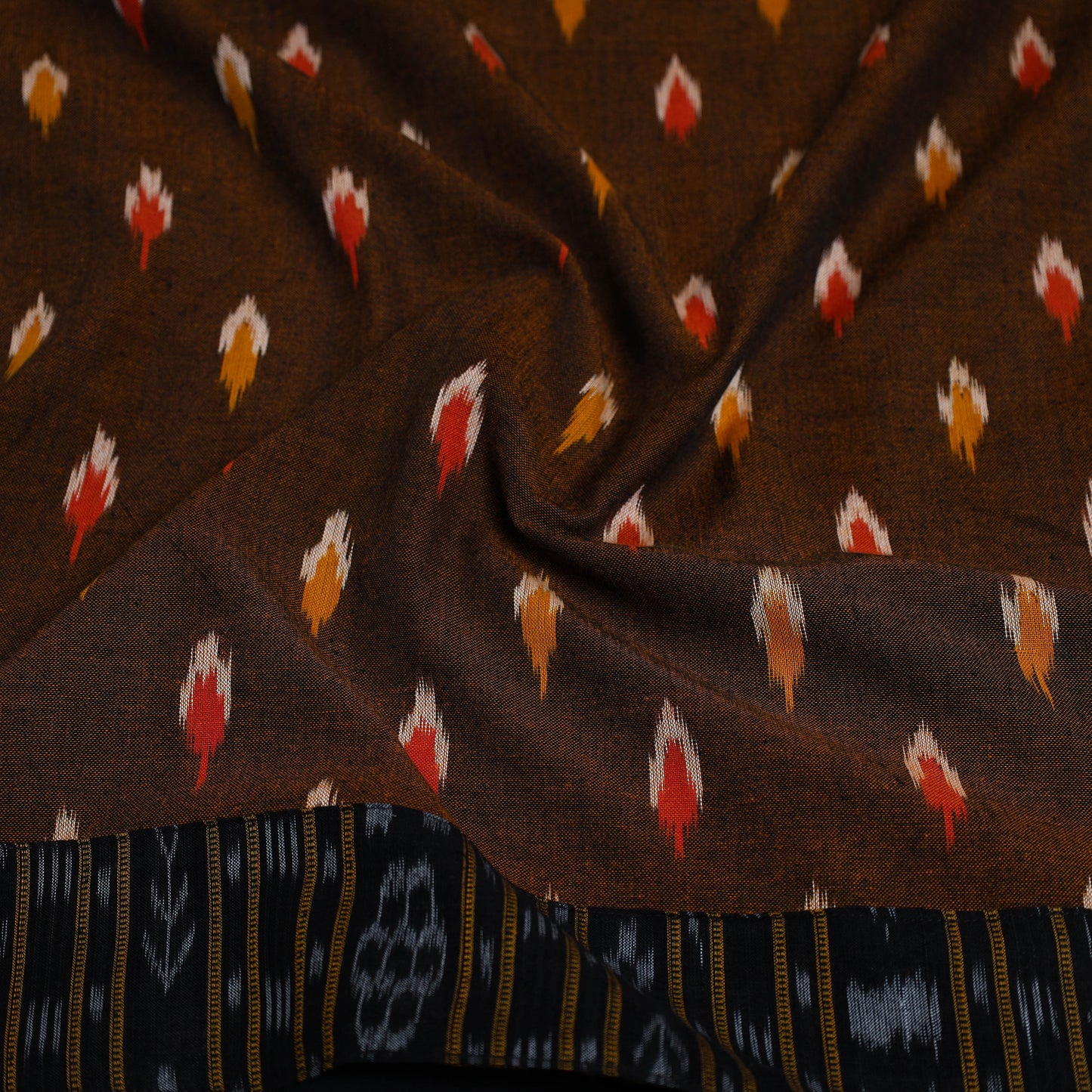 Brown - Cotton Pochampally Ikat Blouse Piece 26