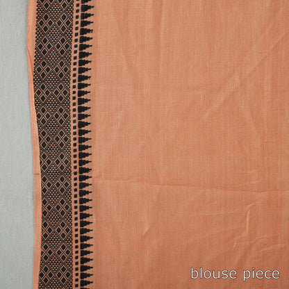 Peach - Traditional Vidarbha Tussar Silk Cotton Handloom Saree with Woven Border 43